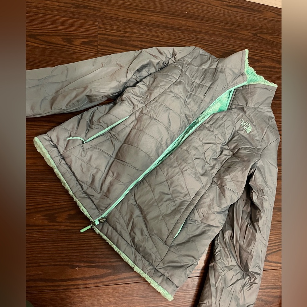 Womens gray mint The North Face reversible jacket